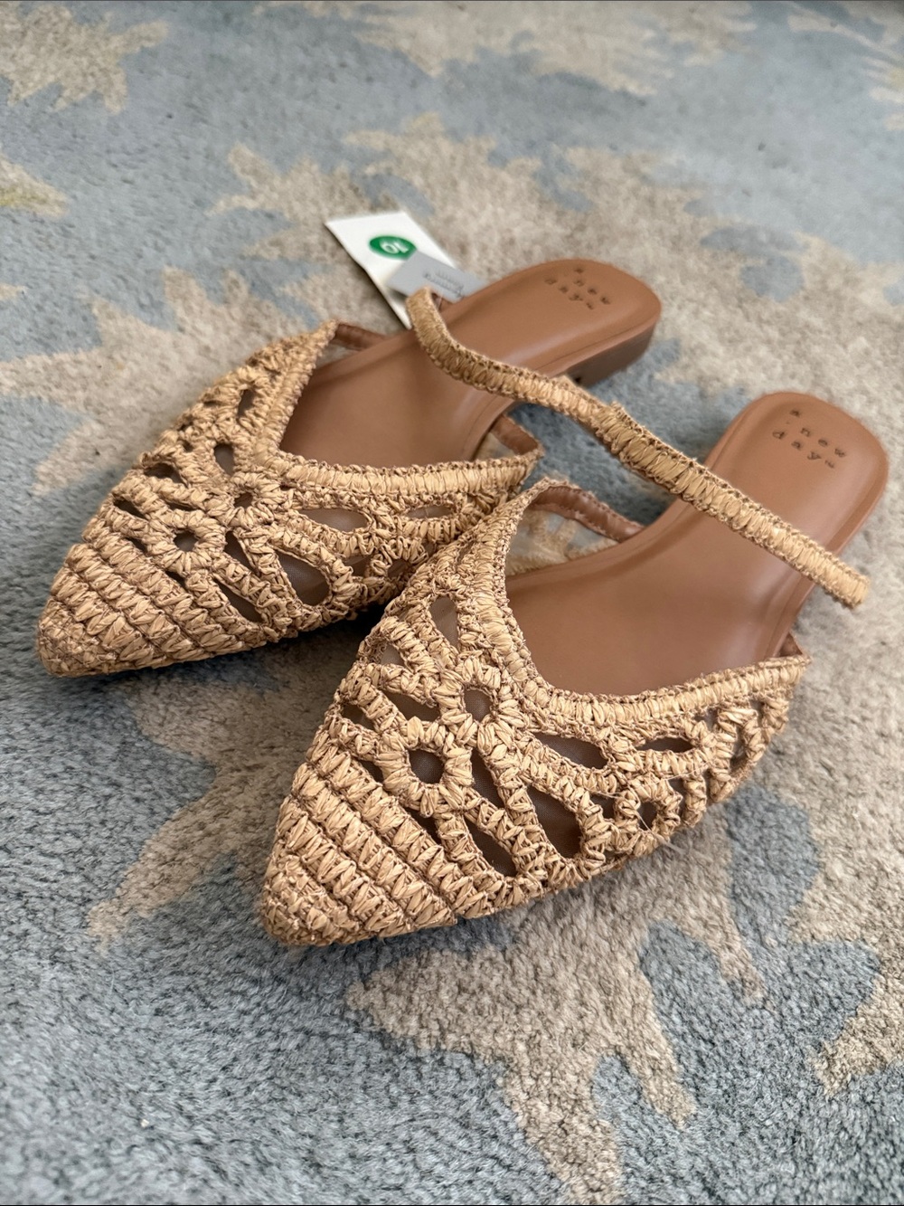 NWT Target Woven Pointed Slingback Mules in Tan - Picture 1 of 2